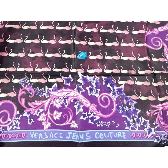 Versace Jeans Couture Plum Multicolor Silk Print Scarf